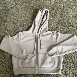 Holister light purple crop zip up hoodie